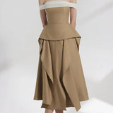 Asümmeetriline Volangikiht Midi Seelikute Komplekt