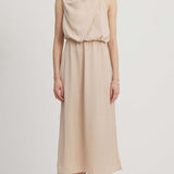 Asümmeetriline satiin midi kleit