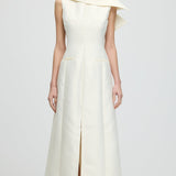 Asümmeetrilise Kaelusega Lõhikuga Midi Kleit