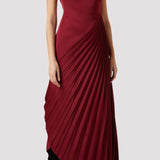 Asümmeetriline pleated-skleit midi kleit punases