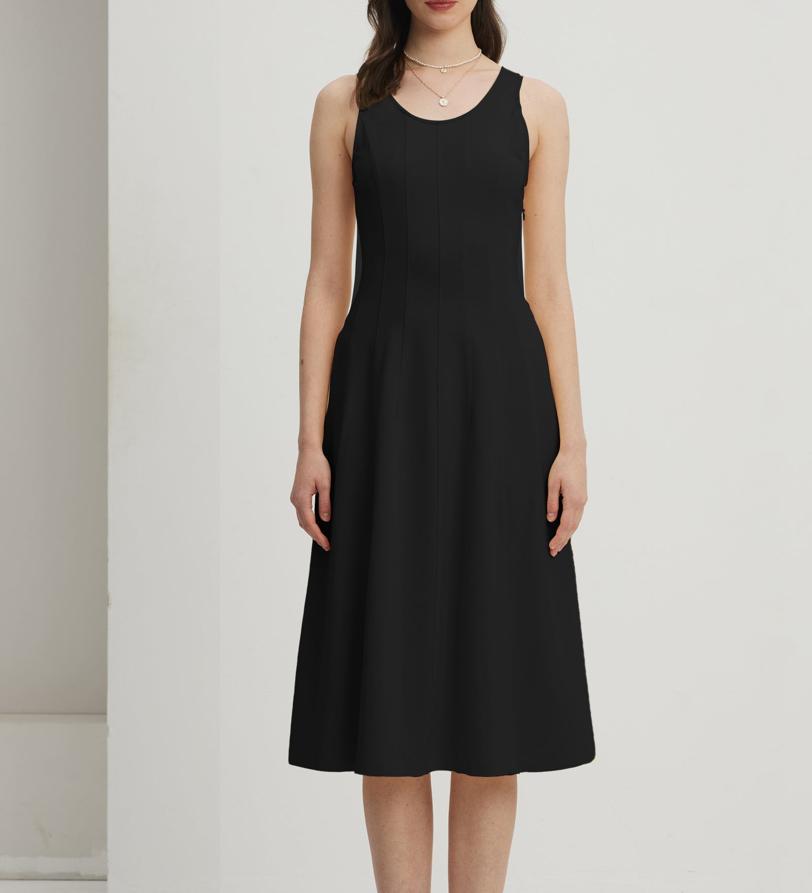 Pleated Split Midi Kleid