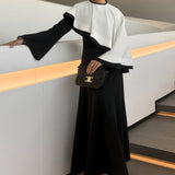 Kontrast Cape Maxi Kleid