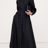 Must puuvillane off-shoulder midi särgikleidi