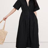 Puuvillane Avatud Seljaga Midi Kleid Mustas