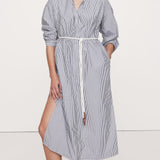 Puuvillane Split Neck T-särk Midi Kleidid Ribal