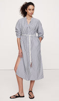Puuvillane Split Neck T-särk Midi Kleidid Ribal