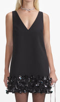 Mustas 3D Sequin Mini Dress in Crepe