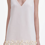 Krepp 3D Sequin Mini Dress in Cream