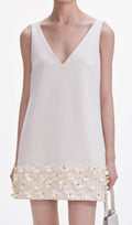 Krepp 3D Sequin Mini Dress in Cream