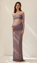 Hall Lilla Off-Shoulder Diamante Maxi Dress