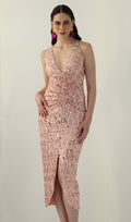Diamante Riided Midi Kleit Roosa