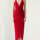 Diamante Rüüsitud Midi Kleid