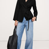 Kangast Drapey Twill Wrap Blazer Mustas