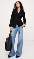 Kangast Drapey Twill Wrap Blazer Mustas
