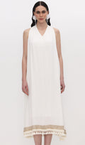 Tikkitud Ramie Midi Kleid
