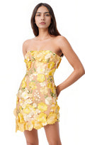 Yellow Off-Shoulder Mini Dress