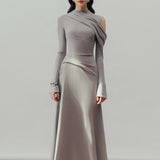 Stiilne Fikseeritud Drapeeritud Maxi Kleid