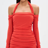 Mesh Halter Mini Dress