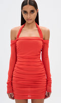 Mesh Halter Mini Dress