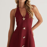 Halter Avatud Seljaga Mini Kleid