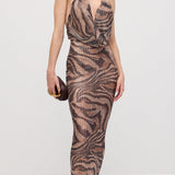 Rhinestone Halter Maxi Dress