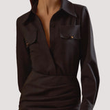 Must Mini Kleit Kraega ja Drapeeritud Detailidega