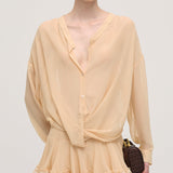 Volditud mini kleit pikade varrukatega