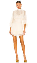 Ruched Ruffle Mesh Mini Dress with Puff Sleeves