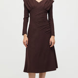 Pikkade Varrukatega Smocking Õlavarre Midi Kleit