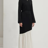 Asümmeetriline Must-Valge Värvibloki Maxi Kleit