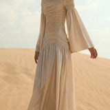 Maxi Kleid mit Metallischem Elastik-Detail
