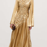 Metalliline Maxi Kleid Kuldse Värviga