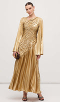 Metalliline Maxi Kleid Kuldse Värviga