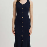 Metalliknuppudega Kootud Midi Kleid