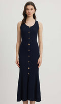 Metalliknuppudega Kootud Midi Kleid
