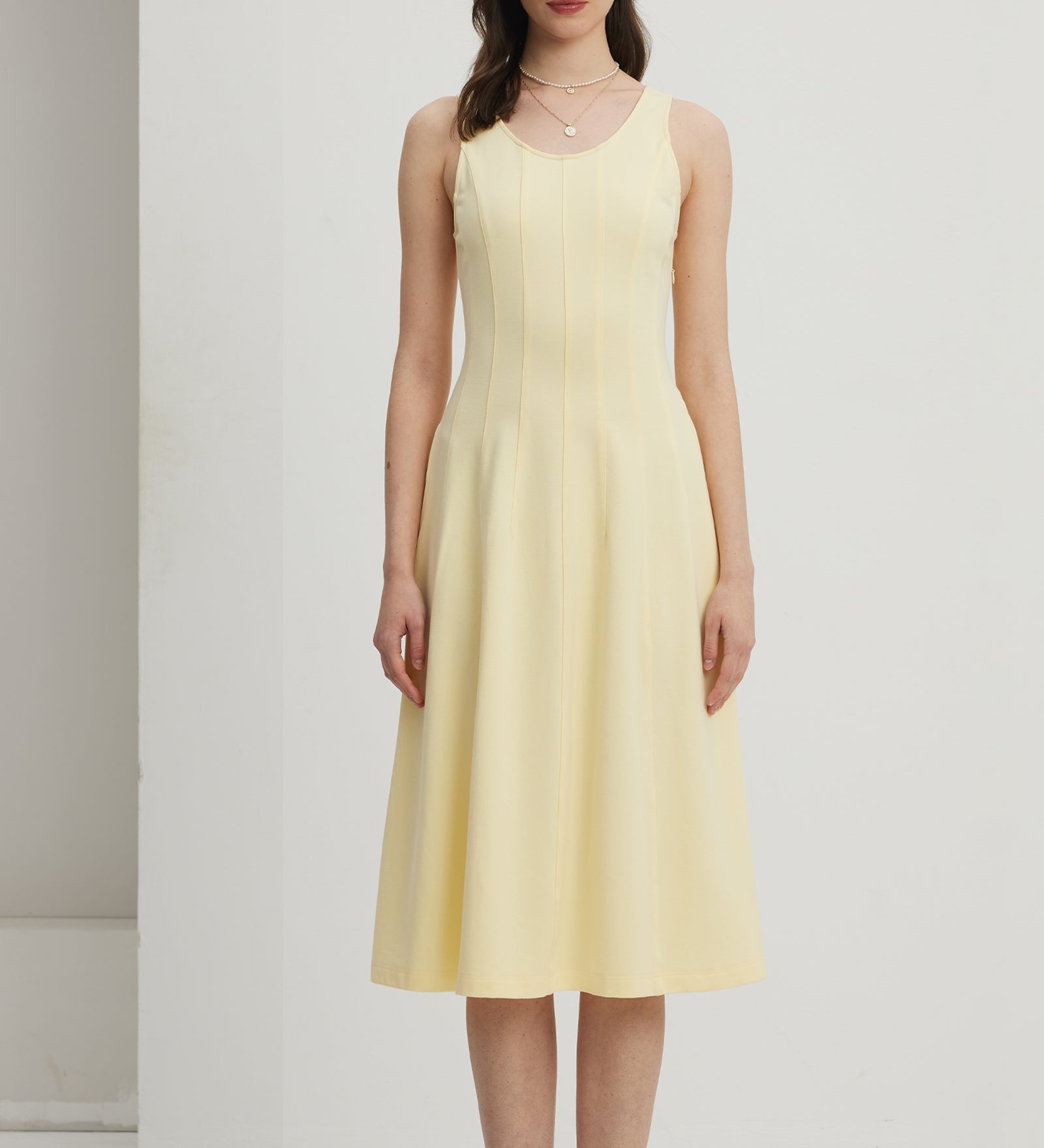 Pleated Split Midi Kleid