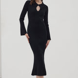 Solid Knit Hollow Maxi Dress