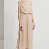 Asümmeetriline satiin midi kleit