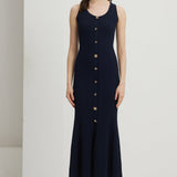 Metalliknuppudega Kootud Midi Kleid