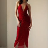 Diamante Rüüsitud Midi Kleid