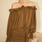 Ruffle Mini Dress with Shoulder Detail