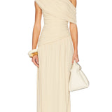 Pleated Maxi Dress with Arm Details