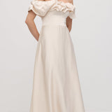 Õlavarre Rüüs Satin Midi Kleid