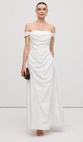 Üksik Satin Maxi Kleid Õlavarre