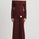 Maxi Kleid mit Ärmeln in Rotbraun