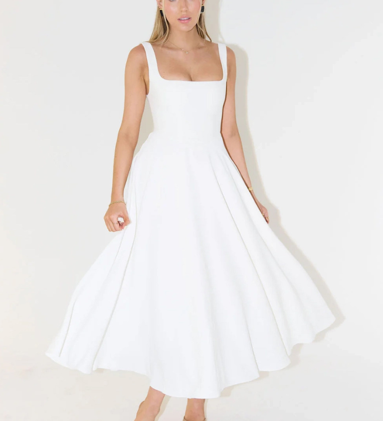 Aurora – Elegantne must midi-kleit