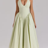Pistatsia Puuvillane Halter Midi Kleid
