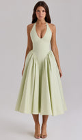 Pistatsia Puuvillane Halter Midi Kleid