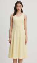 Pleated Split Midi Kleid