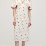Polka Dot Üks Õlg Midi Kleid